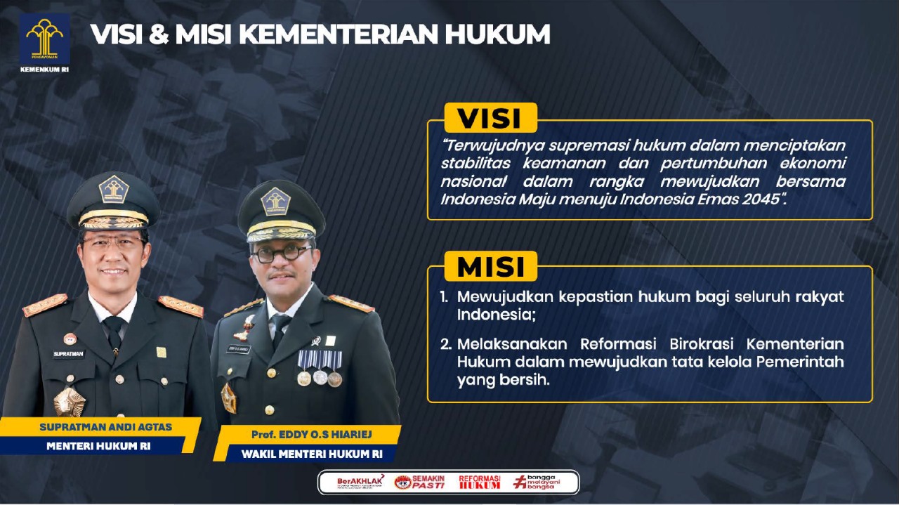 Visi dan Misi Kementerian Hukum