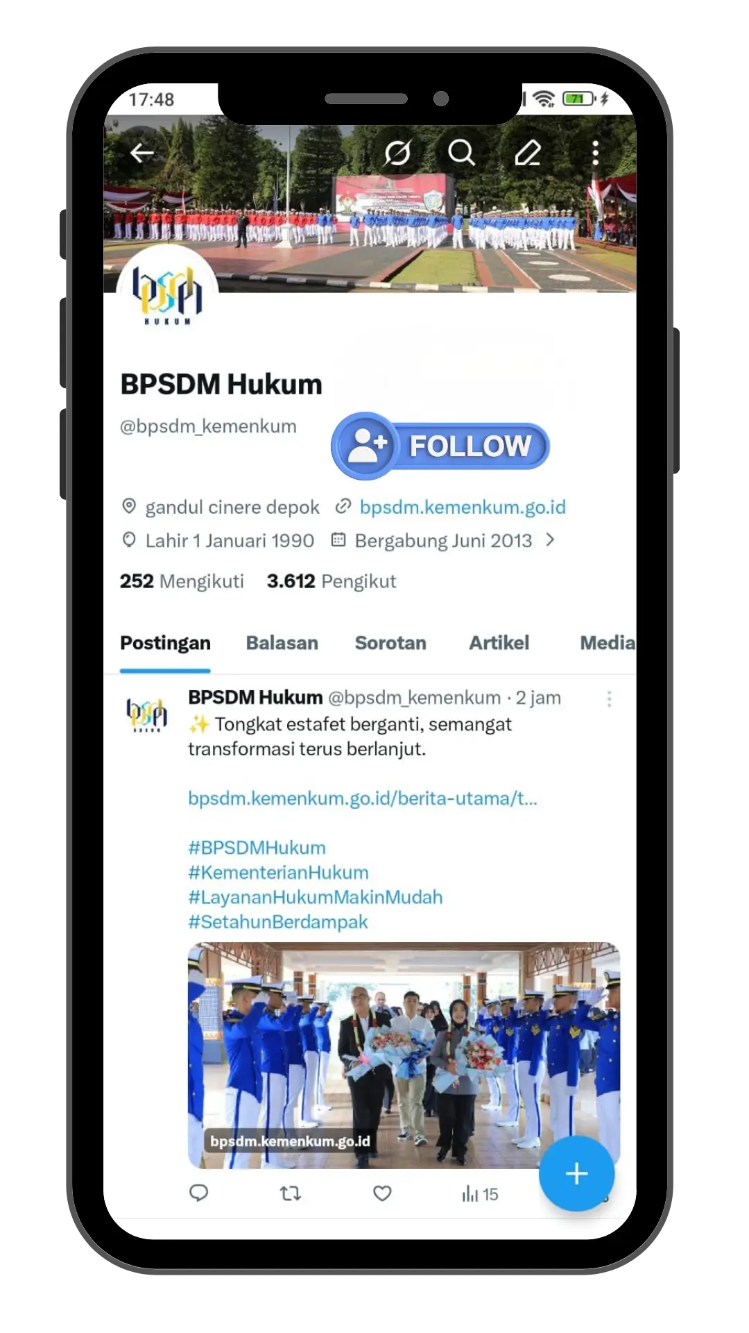 Tampilan X BPSDM Hukum