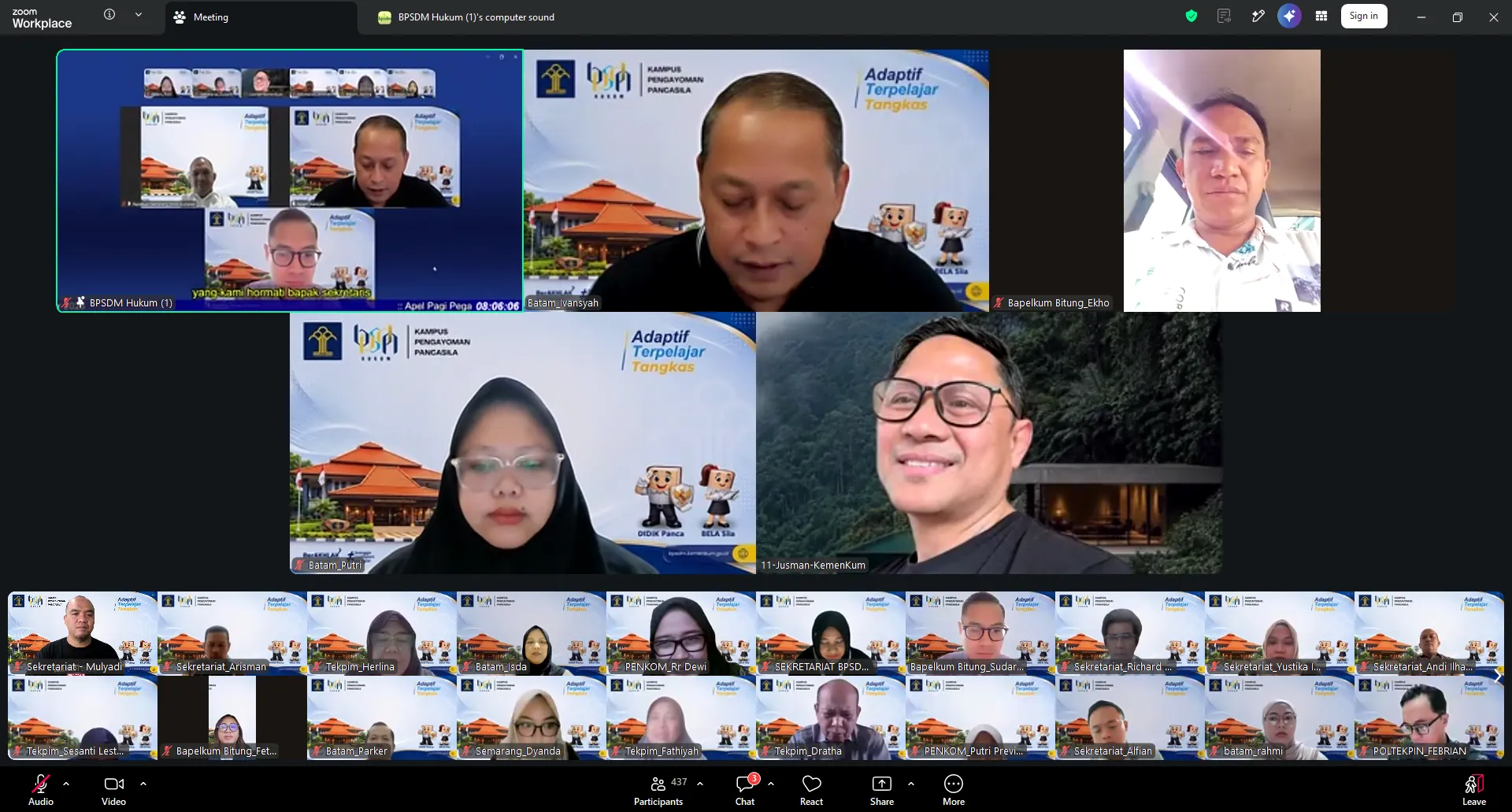 Apel Virtual BPSDM Hukum Tekankan Integritas dan Profesionalisme dalam Budaya Kerja