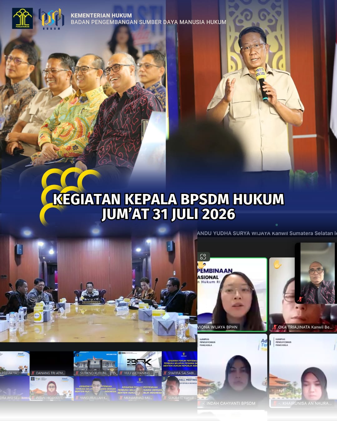 Kegiatan Kepala BPSDM Hukum Jum'at 31 Juli 2026