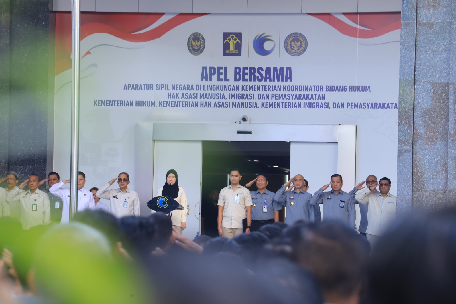 Disiplin dan Kolaborasi Jadi Penopang Kinerja, BPSDM Hukum Ikuti Apel Bersama Kemenko Kumham Imipas