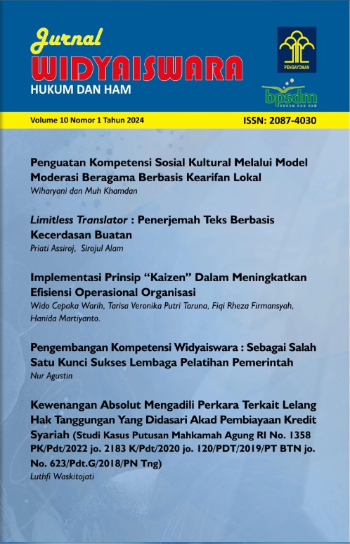 Sampul JURNAL WIDYAISWARA Vol 10 NO 1 TAHUN 2024