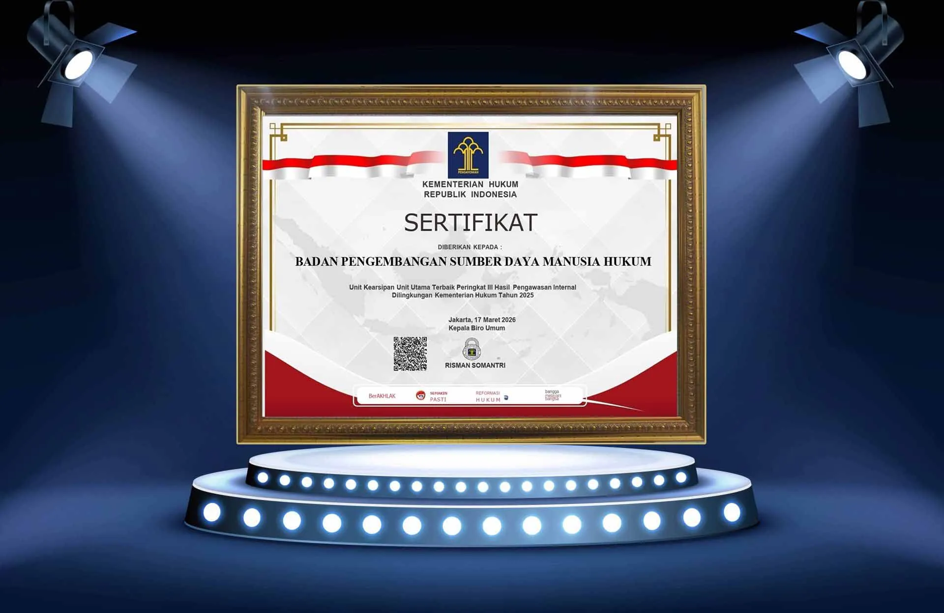Dokumentasi Penghargaan sebagai Unit Kearsipan Unit Utama Terbaik Peringkat III