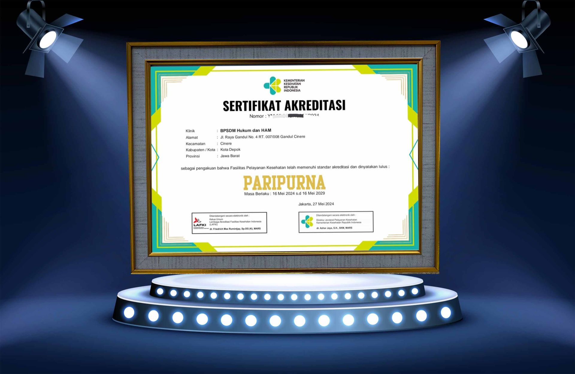 Akreditasi Paripurna Klinik Pratama BPSDM Hukum dan HAM